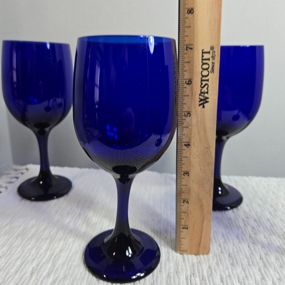 Vtg Libbey Premiere Cobalt Blue Water/Wine Glass Goblets 7.25" 12 oz Set Of 4 - Picture 10 of 10